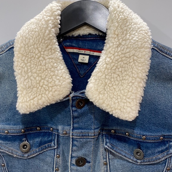 Faux Fur Collar Denim Jacket For Kids - Picture 2 of 14